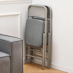 KAIHAOWIN 2 Pack Padded Folding Chairs Upholstered Foldable Chair with Ultra Thick Padded Seat Comfortable Metal Chairs Indoor with Super Soft Fabric Cushion-Grey