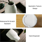 Ceramic Vases for Home Decor - Matte White Textured Vase Set of 3, Decorative Vases for Flowers, Pampas Grass Arrangement, Table Centerpieces, Office and Living Room Boho Decor