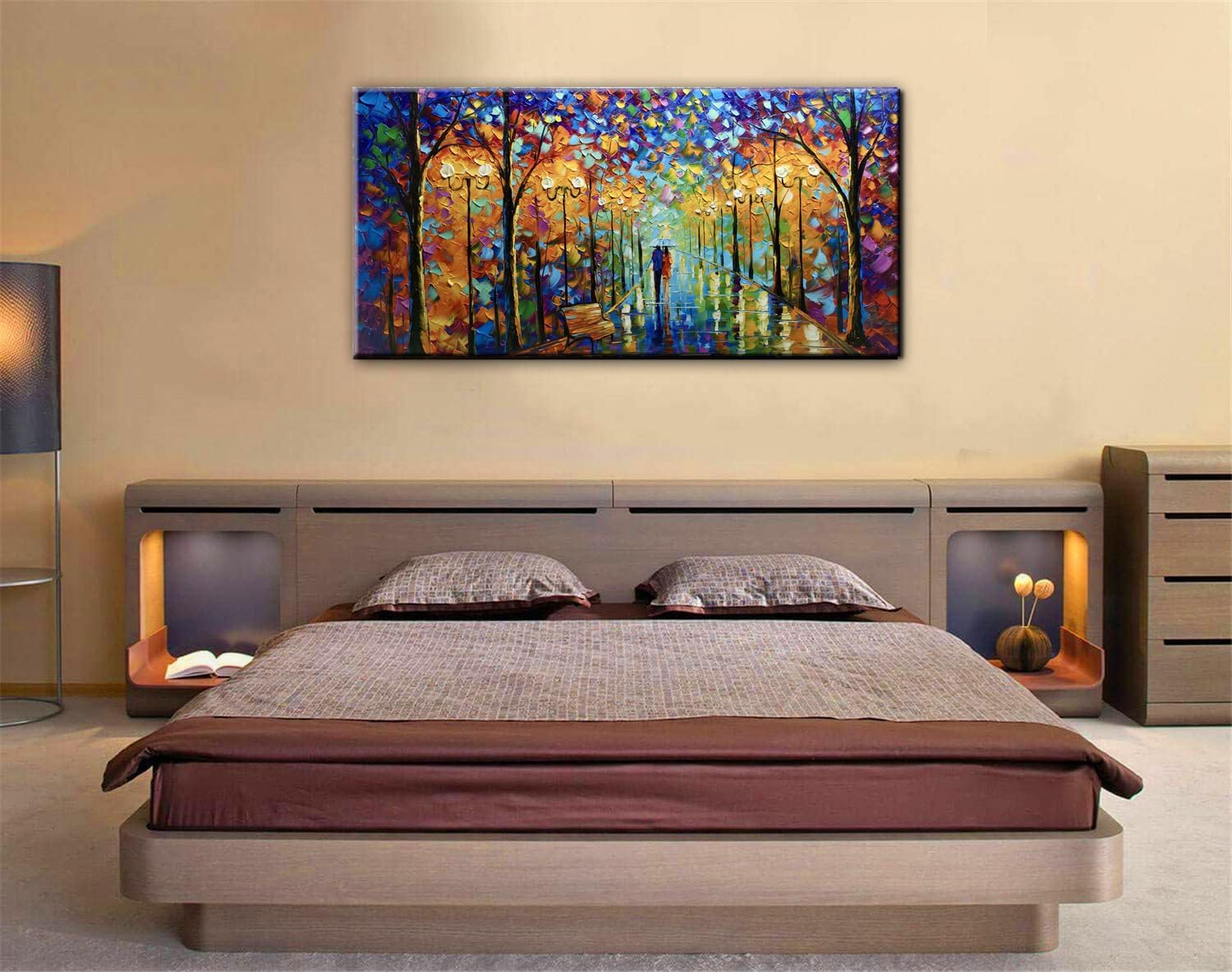 Tyed Art- Contemporary Art Landscape Oil Painting On Canvas Abstract Textured Tree Painting hand-painted acrylic frame wall art modern canvas painting 24x48inch