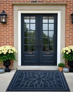 DEXI Front Door Mat Outside Entrance, Heavy Duty Non Slip Low Profile Doormat for Entryway, Trap Dirt and Moisture Welcome Mats, Easy Clean, Patio, Garage, 3x2, Blue