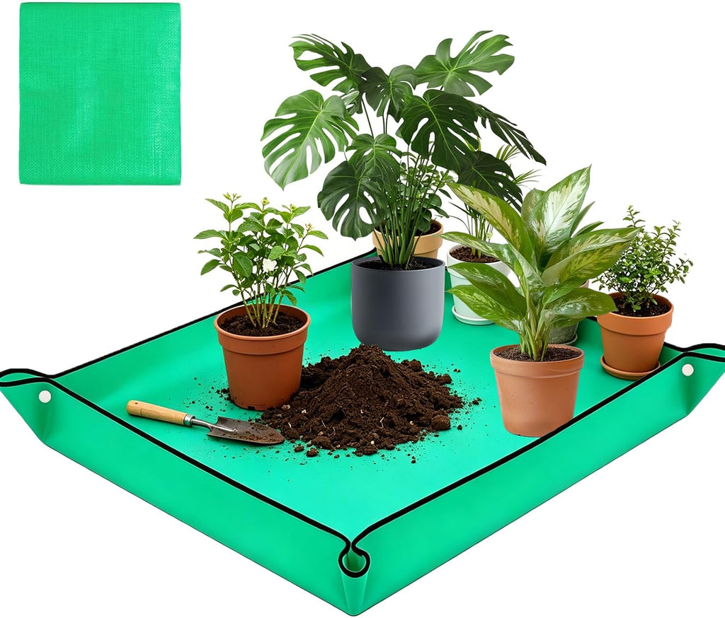 59'' x 59'' Extra Large Plant Repotting Mat, Thickened Foldable Repotting Mat for Indoor Plants, Transplanting Houseplants, Pot Out, Mix Soil and Mess Control, Gardening Gifts for Plant Lover(Green)