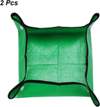 HARFINGTON 2pcs Repotting Mat 13" x 13" PE Cloth Waterproof Plant Repotting Mat Foldable Portable Gardening Potting Tray with Plastic Buckle for Indoor Plant Change Soil Watering, Green