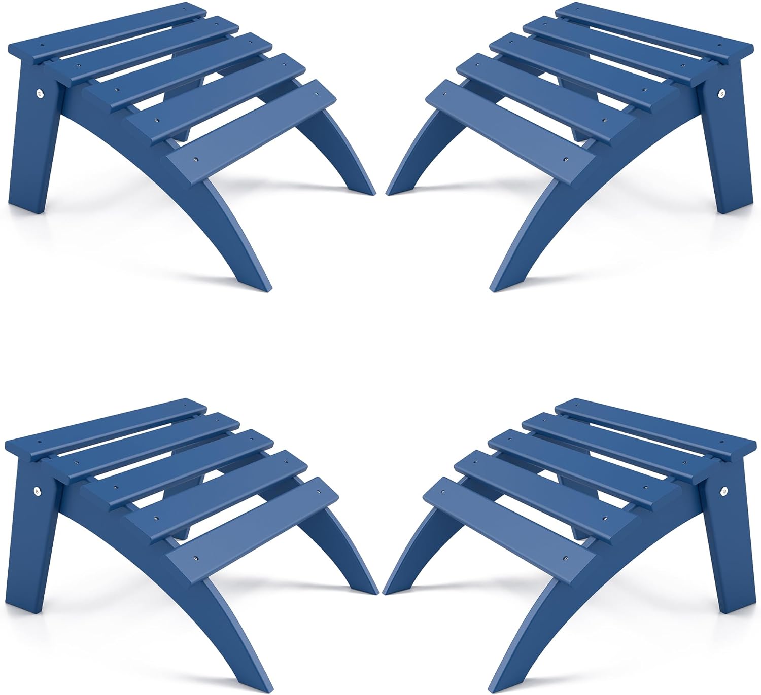FOOWIN Folding Adirondack Ottoman Set of 4, HDPE All Weather Adirondack Footrests, Ottoman for Adirondack Chair,Patio Footstool for Outside Easy Storage,for Patio, Backyard, Porch, Garden, Navy Blue