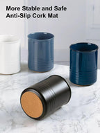 ABRUTY Utensil Holder, 6.7" Ceramic Kitchen Utensil Crock for Countertop Cooking, Modern Utensil Caddy Jar Organizer for Farmhouse Kitchen Counter Décor, Blue