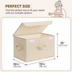 GRANNY SAYS Stoarge Basket with Lid, Decorative Storage Boxes, Closet Storage Bins for Clothes, Collapsible Stackable Organization, Ivory White&Khaki, 2-Pack