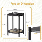 Side Table, End Table Small Round Table Sofa Bedside Table Mini Coffee Accent Table, Farmhouse Wood End Table Stand, Nightstand for Small Spaces, Living Room, Bedroom, Office, Black