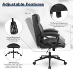 Executive Office Chair with Thicken Armrest, Ergonomic Home Office Desk Chair with Lumbar Support, Upholstered PU Leather Computer Gaming Chair for Home/Office, Black
