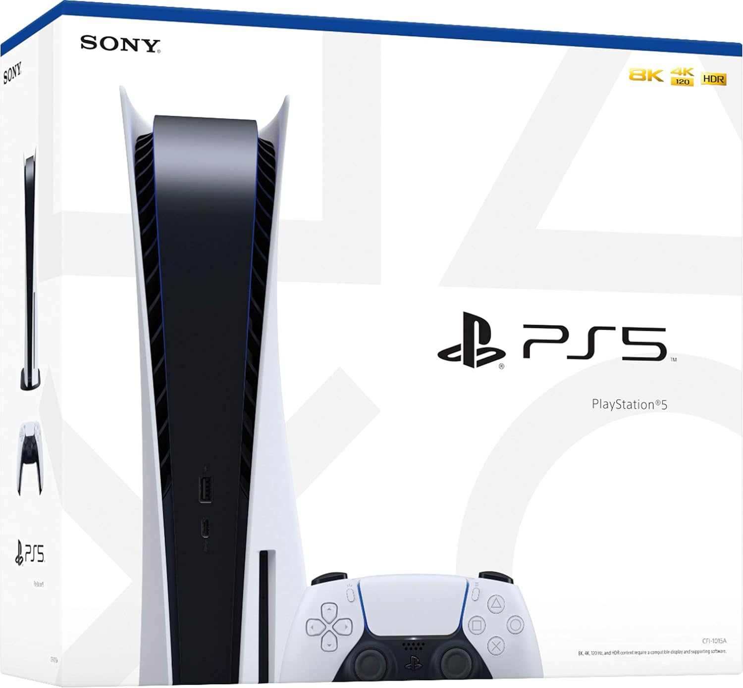 Playstation 5 Disc Version PS5 Console - Additional Controller, 4K-TV Gaming, 16GB GDDR6 RAM, 8K Output, WiFi 6. Ultra-High Speed 825GB SSD - U Deal (Renewed)