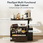 FLEXISPOT H7 CAB End Table with Drawers Storage,Narrow Side Table Nightstand with Shelves & Cabinet,Bedside Table for Small Spaces,Sofa Couch Table for Living Room Bedroom（Walnut Table with Cabinet）