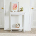 Small Console Table with Shelf Little Narrow Entryway Table Skinny Thin High Tall Display Stand for Entry Hall Hallway, Foyer, as Eextension for Long Behind Couch Sofa Table/Kitchen Countertop, White