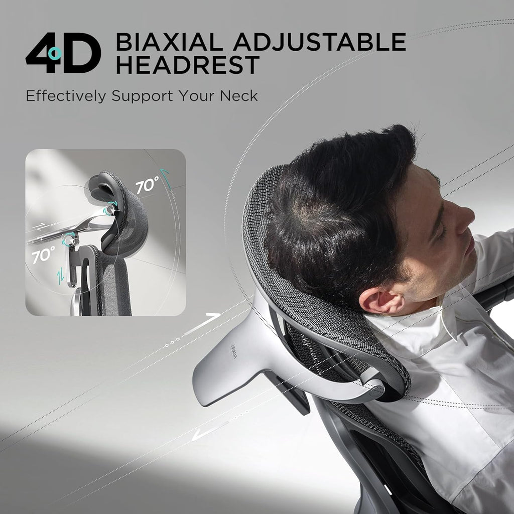 Hbada E3 Pro Ergonomic Office Chair, Big and Tall Office Chair - with 3-Zone Dynamic Lumbar Support, 4D Adjustable Headrest, 6D Adjustable Armrests, Black
