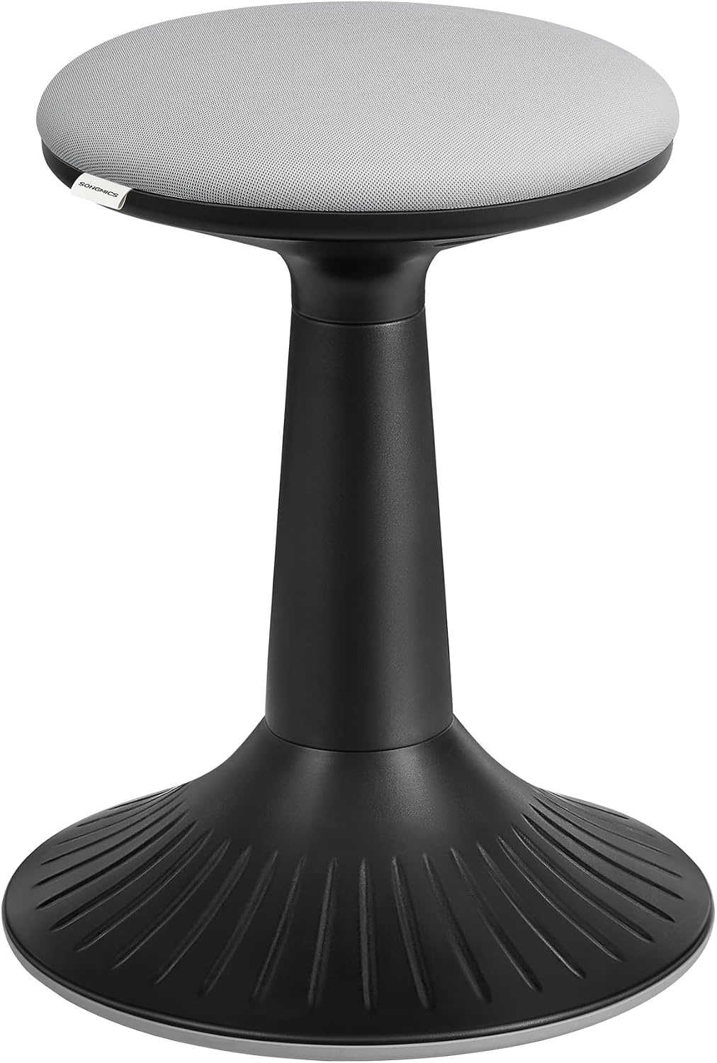 SONGMICS Kids Wobble Chair 6-12Y, Active Sitting Stool with Focus Support, 18.1" Height 154 lb Capacity, Anti-Slip Base Tool-Free Assembly, Ink Black and Dove Gray UOSC010B01