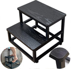 YAKANJ Step Stools for Adults Kids, Heavy Duty Sturdy Metal Frame Hold Up to 500 Lbs Capacity for Kitchen Bathroom Bedroon -Black