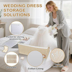 Lukeline Wedding Dress Storage Box, Wedding Dress Preservation Box with Divider, Foldable Organizer with 1 Pair of Microfiber Gloves and 20 Sheets of Acid-Free Paper for Gowns,Souvenirs