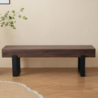 59" Dining Bench, Farmhouse Indoor Kitchen Table Benches, Industrial Shoe Bench, Entryway Benches, Black + Dark Walnut