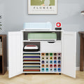 Craft Cart Cabinet Compatible with Cricut for Storage Organization, Rolling Craft Cabinet Table Stand Workstation with Vinyl Roll Holder with Wheels for Craft Room Organizer 31.6"W x 15.8"D x 33.7"H