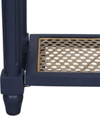 East at Main Lenora Console Table – 23.75” Narrow Entryway Table with Storage & Cane Shelf – Solid Wood Accent for Hallways, Foyers, and Small Spaces – French Country & Traditional Style (Navy)