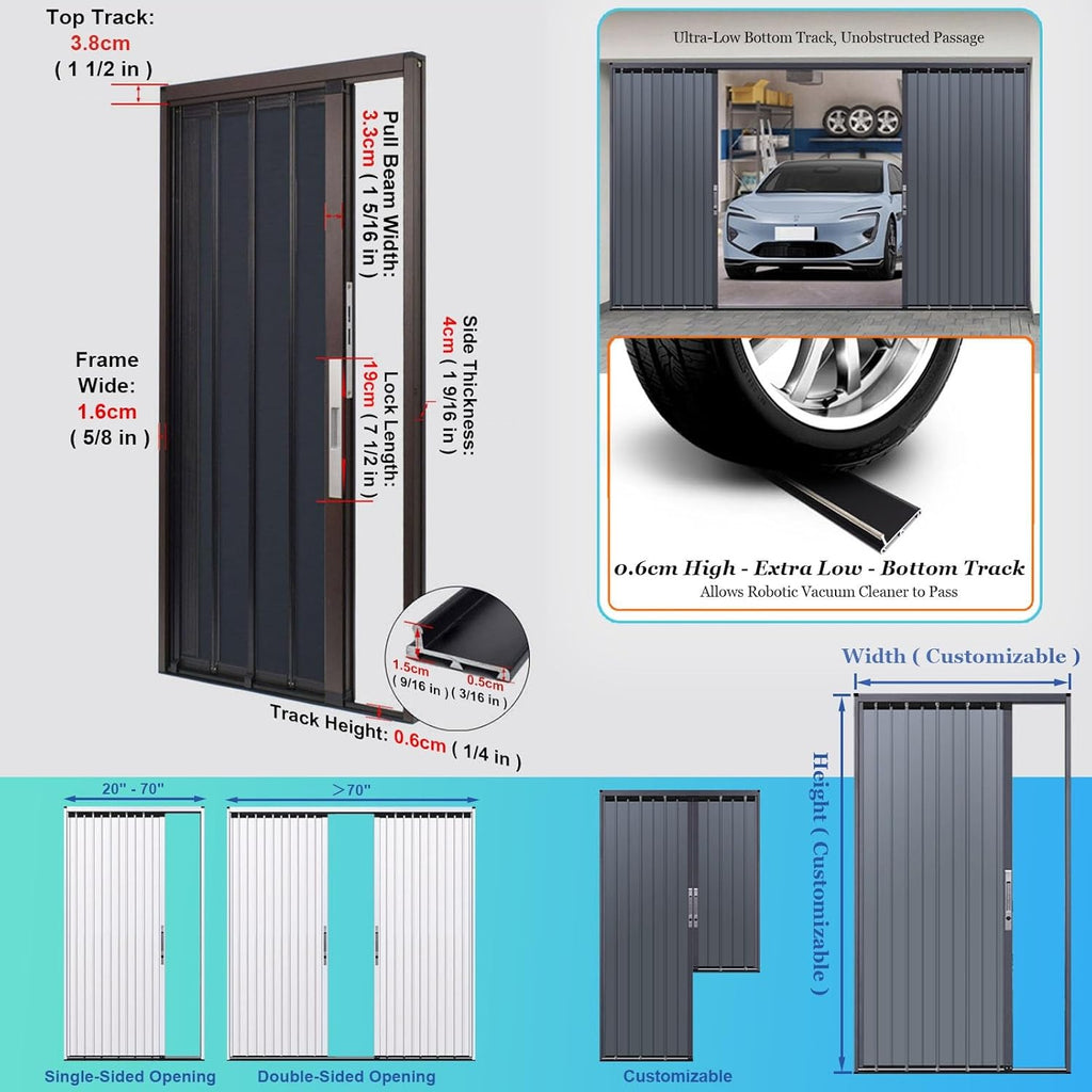 Lockable According Folding Sliding Door Aluminum Customizable, Warehouse Pantry Gate with Key, Room Privacy Dividers Partition Wall for Closet Kicchen(60x82in WXH)