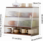 4-Tier Clear Acrylic Organizer, Pantry Cabinet with Sliding Doors, Trapezoidal Countertop Cabinet for Bowls, Spices or Bathroom Storage (B)