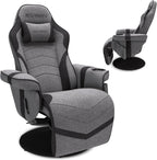 RESPAWN 900 Console Gaming Recliner with Footrest and Lumbar Support - Comfortable Ergonomic Gaming Chair with Headrest, No Wheels, Reclining, Heavy Duty, Racing Style Video Game Chairs - Gray Fabric