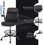 Misolant Drafting Chair, Tall Office Chair for Standing Desk, High Leather Executive Office Chair with Adjustable Height and Flip-up Armrest for Counter Height Desk