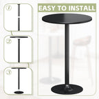 Flamaker Round Bistro Pub Table Modern Style Metal Base MDF Top Cocktail Bar Table Counter Bar Height for Pub, Dining Room, Party (2, Full Black)