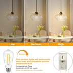 Pendant Lights Kitchen Island, Oil Rubbed Bronze Pendant Light Fixtures with 11" Clear Hammered Glass Shade, Modern Hanging Pendant Lights Fixture for Kitchen Island Dining Room Hallway Foyer Entryway