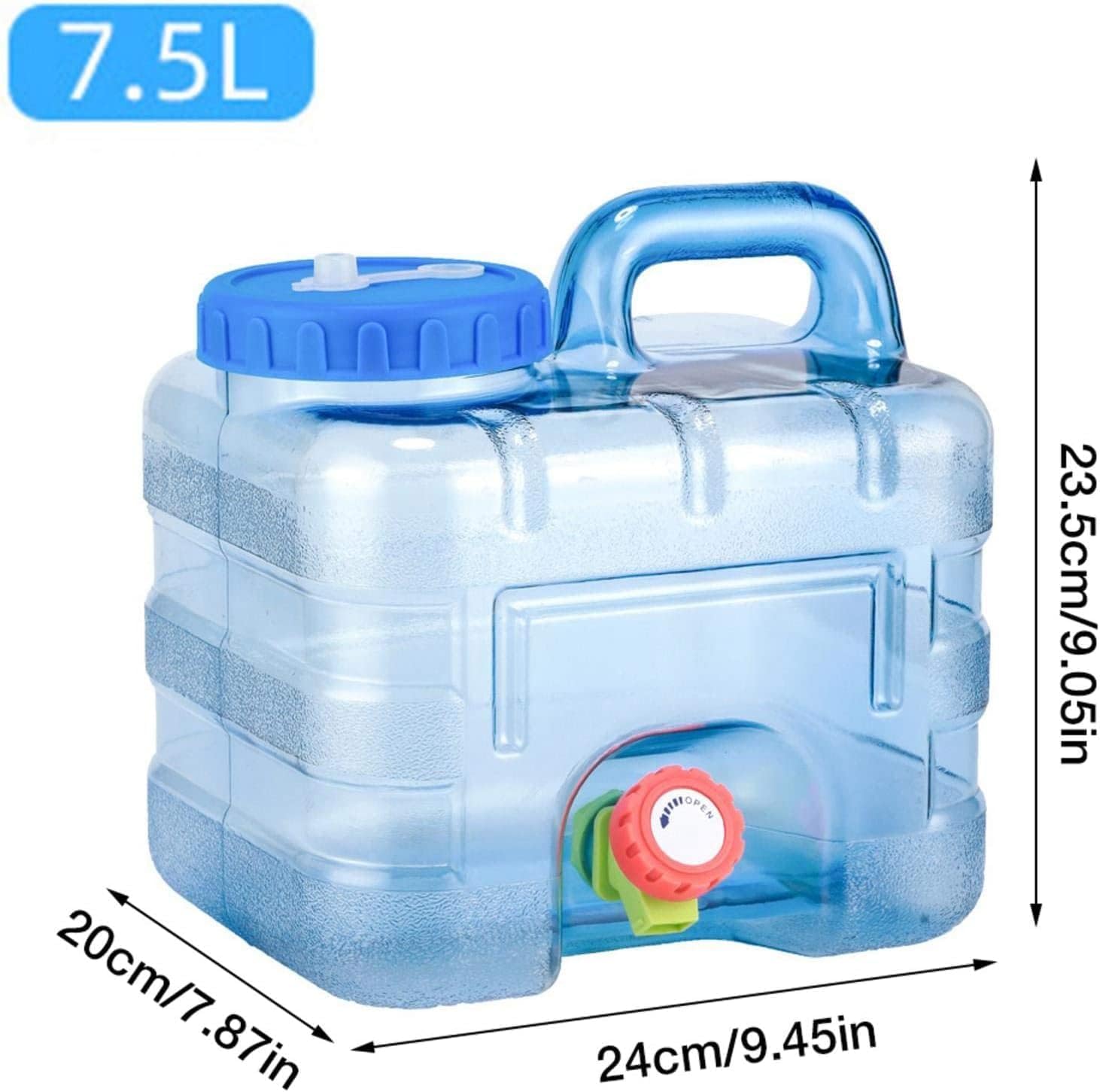Generic 8 L Camping Water Tank with Faucet, Portable Water Storage Container with Tap for Outdoor Camping Hiking Car Travel Home Emergency Use (7.5L)
