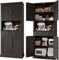 Apicizon 71’’ Tall Kitchen Pantry Storage Cabinet, Modern Kitchen Hutch Bar Cabinet with Microwave Stand & 3 Adjustable Shelves, Cupboard with Deep Drawer, Wood Buffet Sideboard for Dining Room, Black