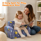 3-in-1 Kids Couch, Toddler Chair Comfy 1-3 Years Old, Kids Fold Out Couch with Blanket, Convertible Sofa to Lounger for Girls and Boys Reading, Playing, Napping - Blue