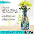MODGY Expandable Flower Vase Plastic Decorative Modern Vases for Flowers Centerpieces Dining Table Decor Living Room Bathroom Wedding Office, Tiffany - Dragonfly