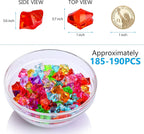 180-190pcs Multicolored Acrylic Fake Gems, Crushed Ice Rocks, Plastic Gems Jewels for Vase Fillers, Table Scatter, Sensory Bin Filler, Photo Props Christmas Decor, Decoration Wedding Display