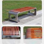 Patio Benches for Outdoors Park Bench Stainless Steel Pineapple Grid Solid Wood Stadium Sales Department Outdoor Leisure Garden Benches for Outdoors