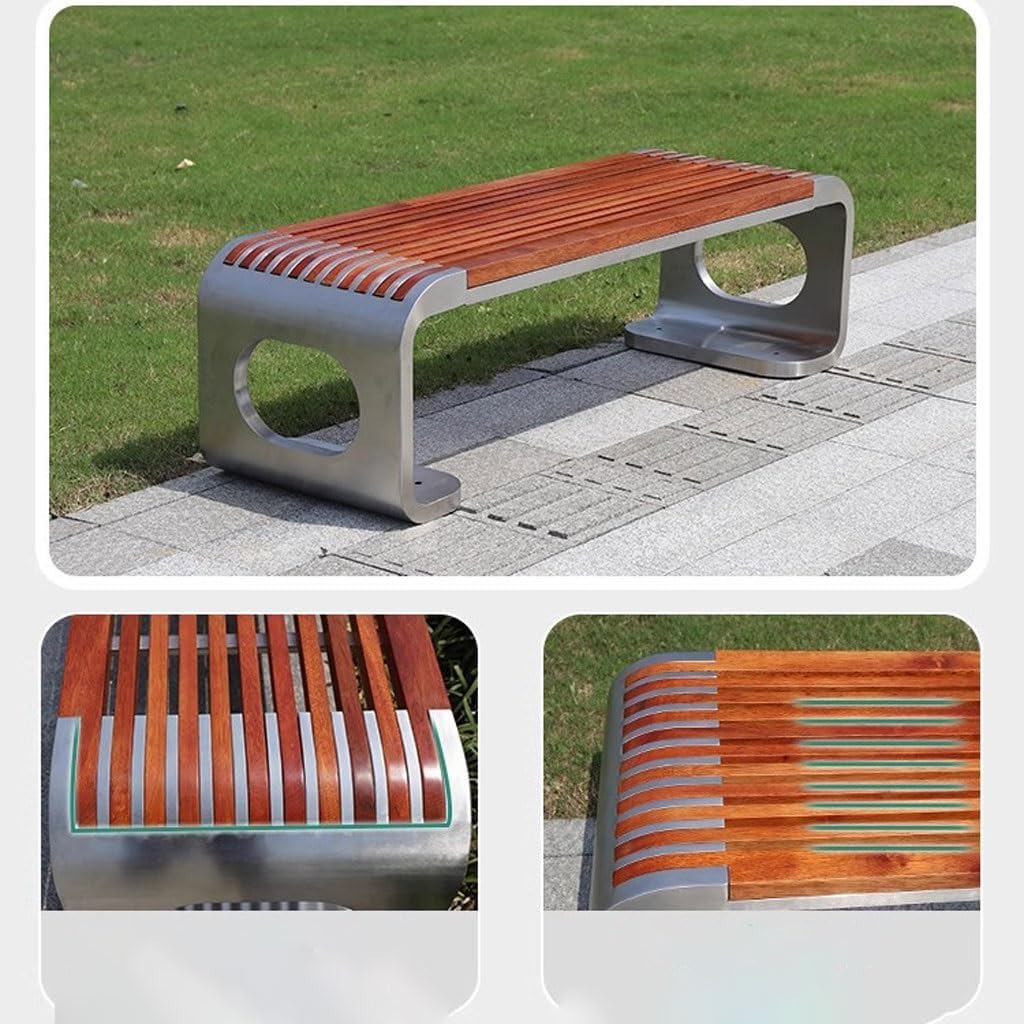 Patio Benches for Outdoors Park Bench Stainless Steel Pineapple Grid Solid Wood Stadium Sales Department Outdoor Leisure Garden Benches for Outdoors