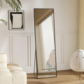 Sweetcrispy 56"x15" Full Length Mirror, Leaning or Standing Full Body Mirror with Aluminum Alloy Thin Frame, Suitable for Bedroom, Living Room, Cloakroom, Black