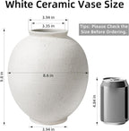 Starttag Large White Ceramic Vase, 9.8 inch Rustic Farmhouse Flowers Vase for Home Decor, Sandstone Texture Round Pottery Tall Vase Indoor for Table Living Room Decor