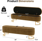 51 Inch Storage Ottoman Bench Velvet End of Bed Storage Bench King Size Upholstered Tufted Bench Large Space for Bedroom Living Room Entryway Coffee