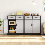 Wanfu Metal Storage Cabinet, 36" H Locking Storage Cabinet with 2 Drawers and Adjustable Shelf, Metal Cabinets for Office, Garage, Home-Black and Silver