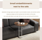 C Shape End Table, Metal Frame TV Tray Desk, Half Round Overbed Laptop Computer Side Table for Sofa, Bed and Other Small Spaces