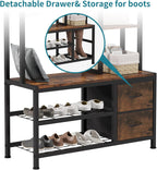 LUMTOK Hall Tree with Bench Storage and Shoes Storage, Hall Tree with Drawers and Shelves for Bedroom, 6-in-1 Entryway Organizer with Shelves, Living Room, Entryway, Closets (Rustic Brown)