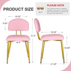VECELO Dining Chairs Set of 4, Upholstered Kitchen Chairs with Extra Thick Cushion & Sturdy Metal Frame, Faux Leather Chairs for Vanity, Kitchen, Living Room, Pink