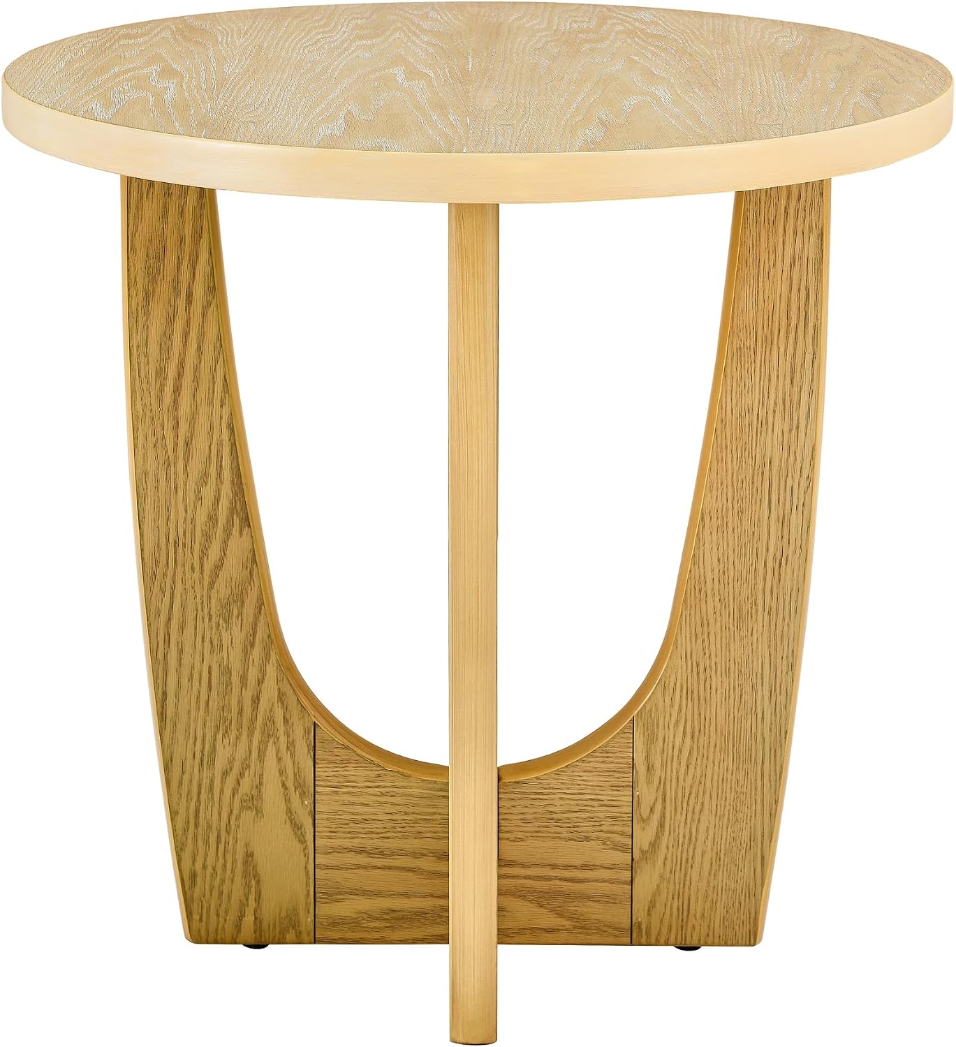 25" Round End Table, Wooden Side Table, Night Stand for Living Room,Reception Room (Oak Color)
