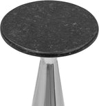 Silver Side Table with Black Marble Top | Decorative Modern End Table | Metal Base | Accent Table for Living Room | 12x12x25.5