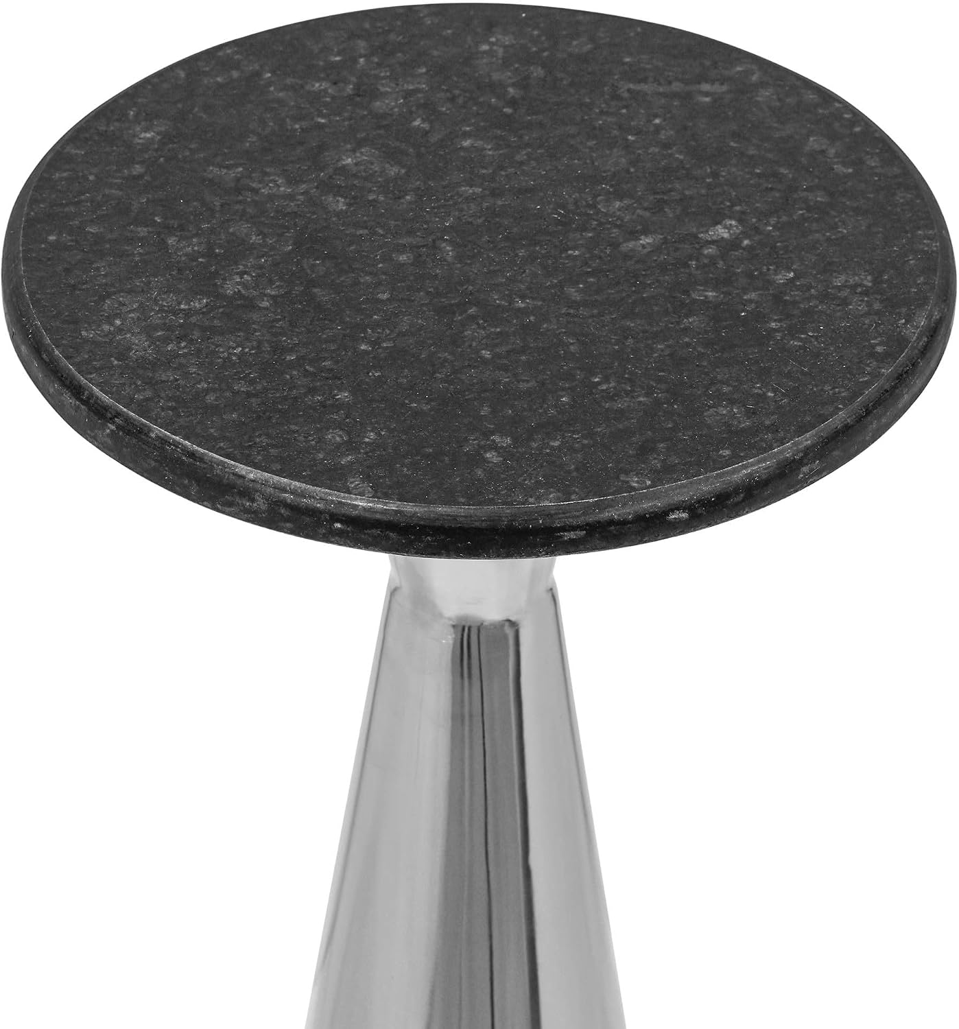 Silver Side Table with Black Marble Top | Decorative Modern End Table | Metal Base | Accent Table for Living Room | 12x12x25.5