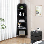 VECELO Large Tall Corner Shelf, 66.93" H 5-Tier Corner Storage Organizer, Freestanding Corner Display Rack for Living Room Bedroom Home Office, Black