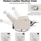 Swivel Rocker Recliner, Manual Glider Rocking Nursery Recliner Chair, Swivel Glider Reclining Chairs for Small Spaces, Living Room, Beige
