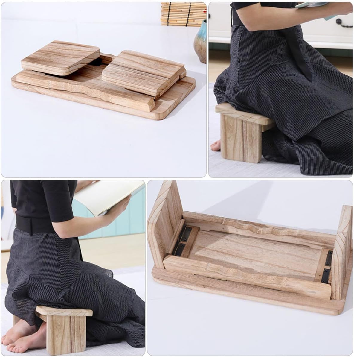 ULTECHNOVO Portable Wooden Meditation Stool with Foldable Design for Convenient Storage More Focused Attention, Small Lightweight Stool for Meditation Class and Outdoor Park Use