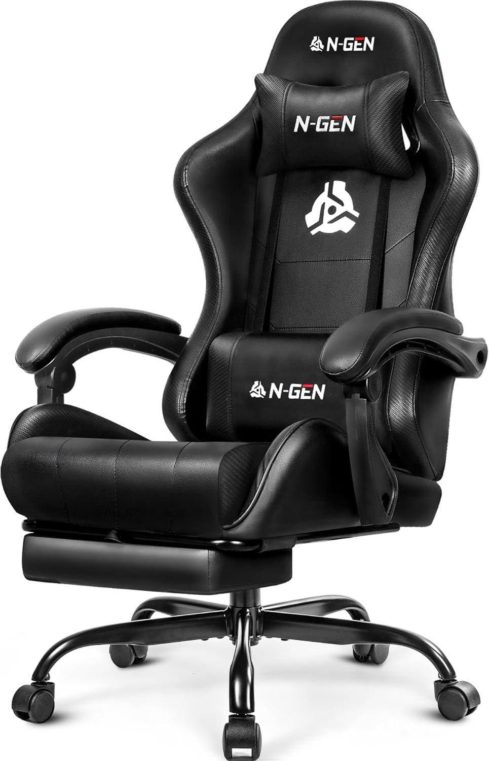 NEO CHAIR Video Gaming Chair with Footrest High Back Ergonomic Comfortable Office Computer Desk with Lumbar Support Height Adjustable with PU Leather Recliner for Adults Women Men (Black)