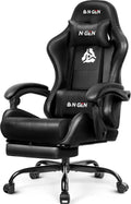 NEO CHAIR Video Gaming Chair with Footrest High Back Ergonomic Comfortable Office Computer Desk with Lumbar Support Height Adjustable with PU Leather Recliner for Adults Women Men (Black)
