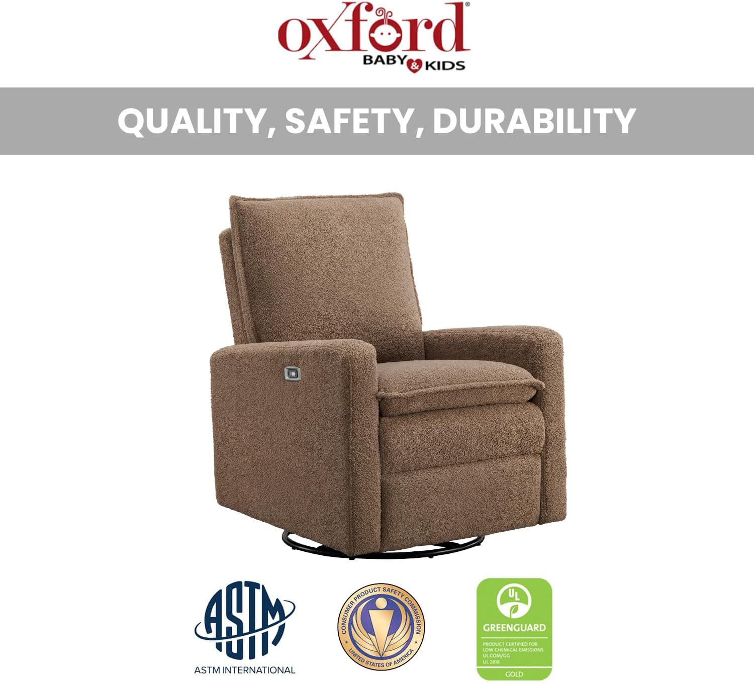 Oxford Baby Uptown Power Recliner/Glider, Teddy Brown